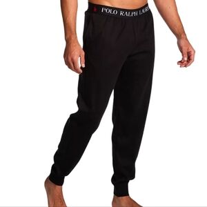 NEW! RALPH LAUREN POLO Black Mercerized Cotton Pajama Jogger Style Bottoms Med.